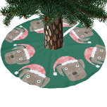 Jupon De Sapin En Polyester Brossé Chocolat mignon Labrador Retriever Chien à Santa H<br><div class="desc">Aquarelle peignant de mignons chiens Labrador Retriever dans des chapeaux de Noël festifs,  parfait pour les amoureux des animaux de compagnie. Art original de Nic Squirrell.</div>