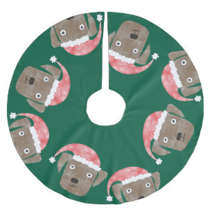 Jupon De Sapin En Polyester Brossé Chocolat mignon Labrador Retriever Chien à Santa H