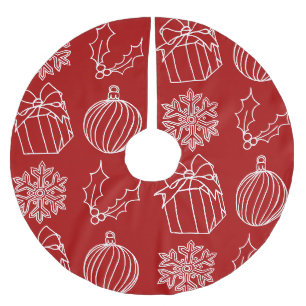 Jupon De Sapin En Polyester Brossé Choses de Noël - Flocon de neige, houx, cadeau et