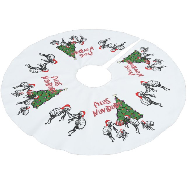 Jupon De Sapin En Polyester Brossé Christmas Dancing Fleas Navidad (Angle)