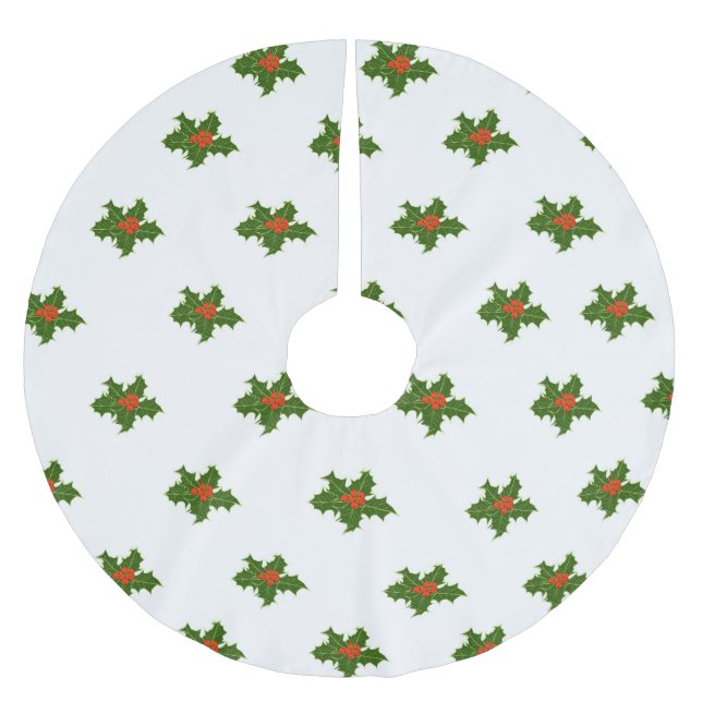 Jupon De Sapin En Polyester Brossé Christmas Holly Motif (Devant)