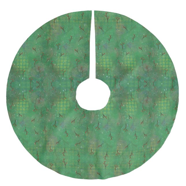 Jupon De Sapin En Polyester Brossé Christmas Holly Motif (Devant)