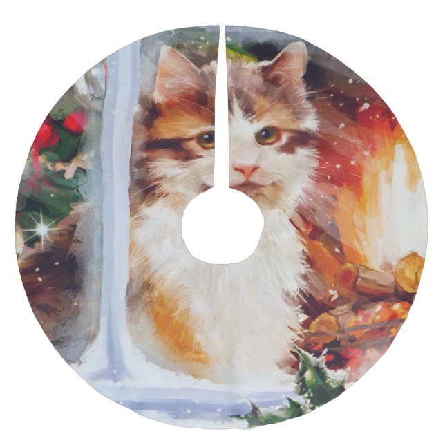 Jupon De Sapin En Polyester Brossé Christmas Kitten (Devant)