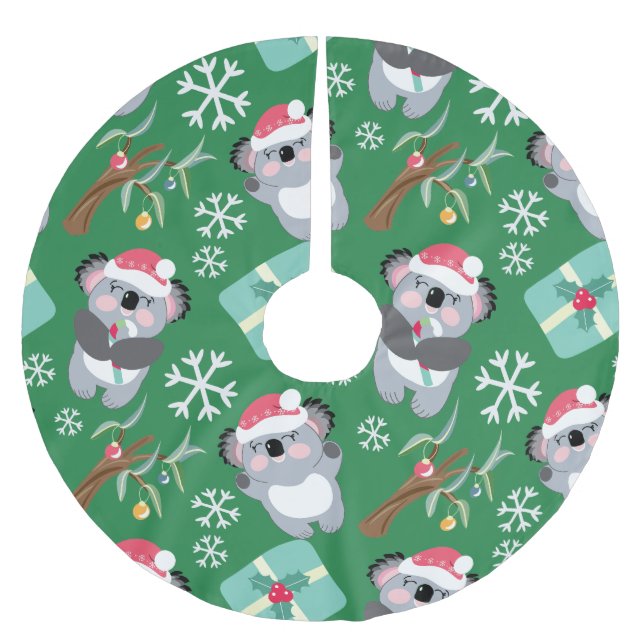 Jupon De Sapin En Polyester Brossé Christmas Koala (Devant)
