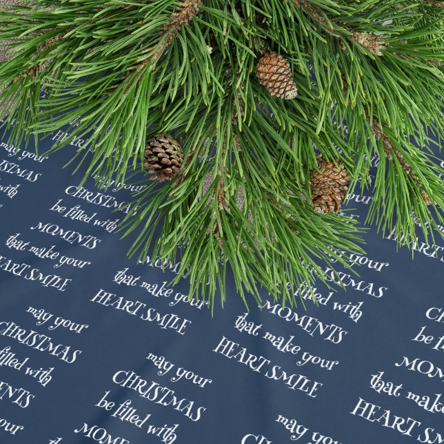 Jupon De Sapin En Polyester Brossé Citation de Noël Motif White Navy (Close up view)