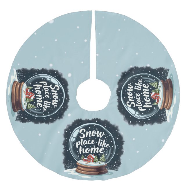 Jupon De Sapin En Polyester Brossé Citation de vacances neigeuses Maison comme nulle  (Devant)