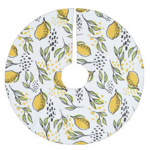 Jupon De Sapin En Polyester Brossé Citron, branches vertes : motif abstrait.