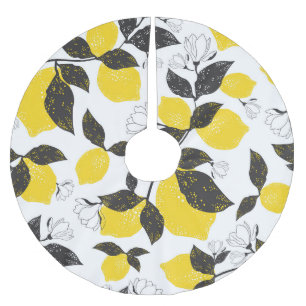 Jupon De Sapin En Polyester Brossé Citrons Citrus, Vintage Été Sans Fil.