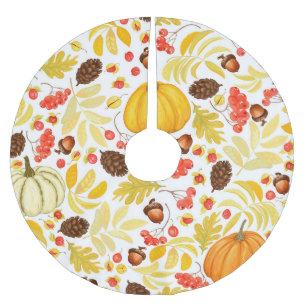 Jupon De Sapin En Polyester Brossé Citrouilles d'automne, glands, arrière - plan vint