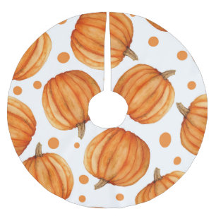Jupon De Sapin En Polyester Brossé Citrouilles dessinés à la main : motif d'Halloween