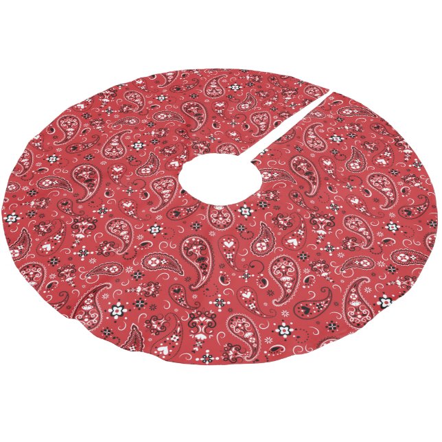 Jupon De Sapin En Polyester Brossé Classic Bandana Red Paisley (Angle)