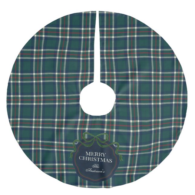 Jupon De Sapin En Polyester Brossé Classic Green Tartan Plaid Custom Tree Skirt (Devant)