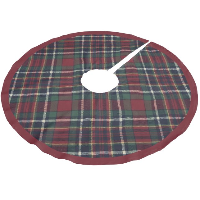 Jupon De Sapin En Polyester Brossé Classic Red Dark Blue Green Plaid Pattern (Angle)