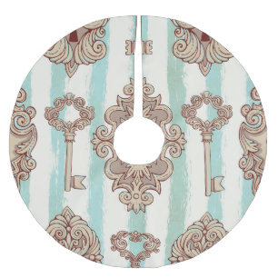 Jupon De Sapin En Polyester Brossé Clés vintages, verrous : motif à main levée.