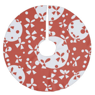 Jupon De Sapin En Polyester Brossé Cloche de Noël Rouge et Blanche Motif de Fêtes