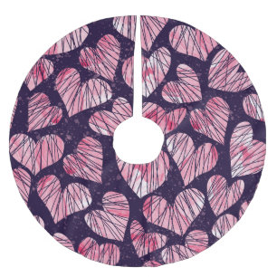 Jupon De Sapin En Polyester Brossé Coeur rose : motif transparent aquarelle.