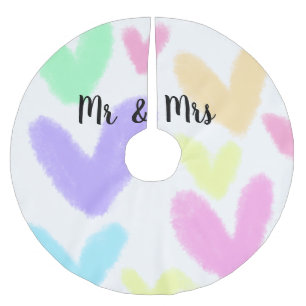 Jupon De Sapin En Polyester Brossé Cœur simple style de texte minimal mariage M & Mme