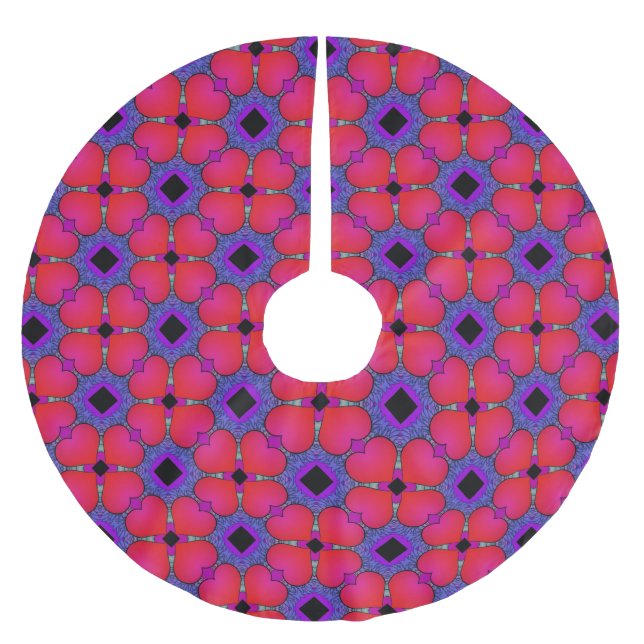 Jupon De Sapin En Polyester Brossé Cœurs (Devant)