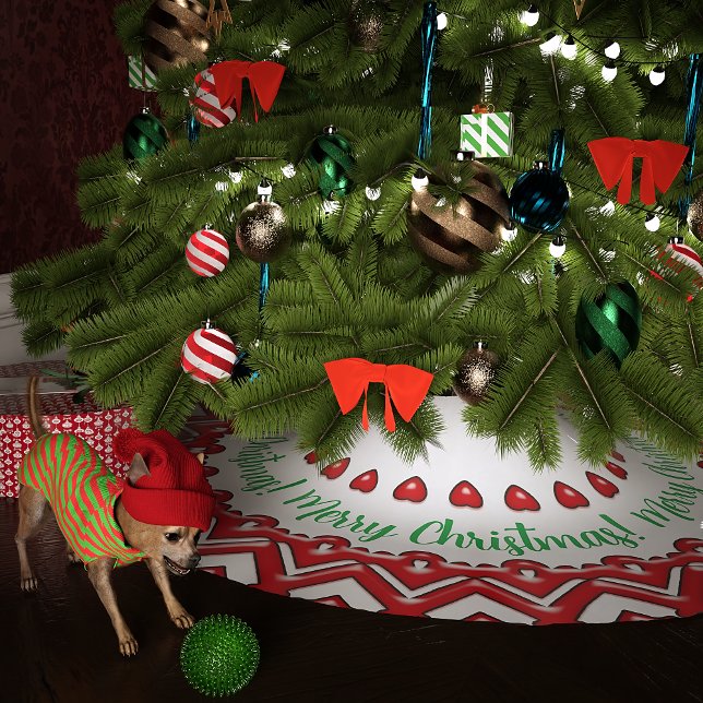 Jupon De Sapin En Polyester Brossé Coeurs de bonbons rouges (Créateur téléchargé)