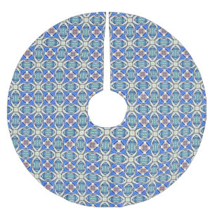 Jupon De Sapin En Polyester Brossé Coeurs de mandala bleu motif Thunder_Cove