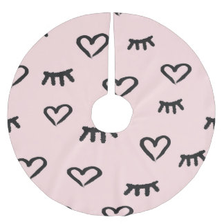 Jupon De Sapin En Polyester Brossé Coeurs et yeux : Grunge Sketch Vintage