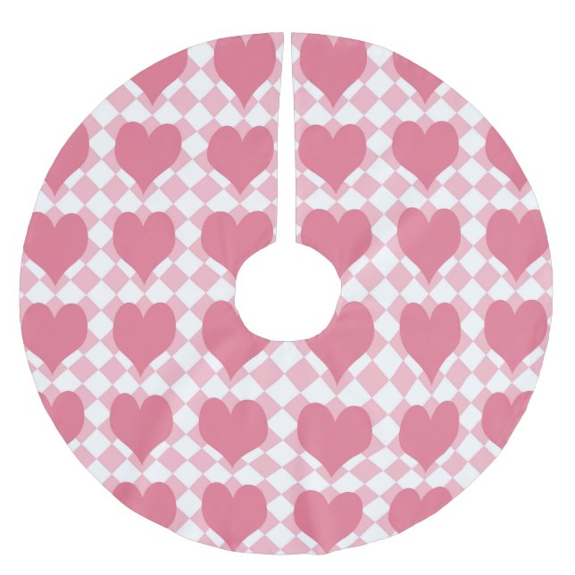 Jupon De Sapin En Polyester Brossé Cœurs roses (Devant)