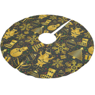 Jupon De Sapin En Polyester Brossé Collage de Noël métallique