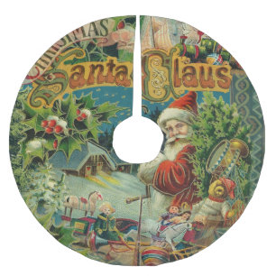 Jupon De Sapin En Polyester Brossé Collage de Noël victorien du Père Noël Antique