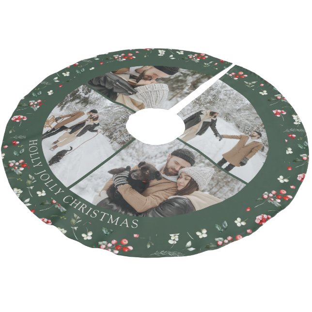 Jupon De Sapin En Polyester Brossé Collage photo motif baie vert (Angle)