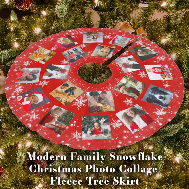 Jupon De Sapin En Polyester Brossé Collection photo familiale moderne Flocon de neige (Modern Family Snowflake
Photo Collage Christmas Brushed Polyester Tree Skirt)