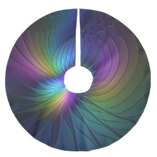 Jupon De Sapin En Polyester Brossé Coloré Avec Bleu Moderne Art Fractal Abstrait