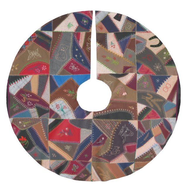 Jupon De Sapin En Polyester Brossé Colorful crazy quilt (Devant)