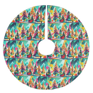 Jupon De Sapin En Polyester Brossé Colorful design of Christmas trees