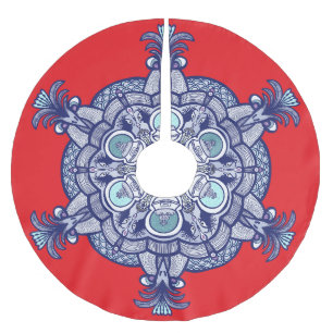 Jupon De Sapin En Polyester Brossé Conception bleu blanc