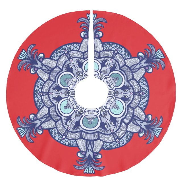 Jupon De Sapin En Polyester Brossé Conception bleu blanc (Devant)