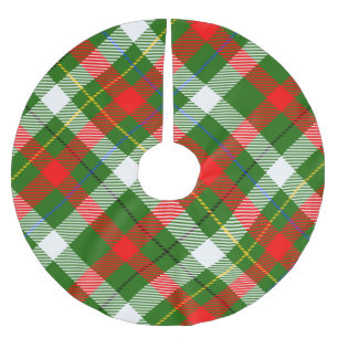 Jupon De Sapin En Polyester Brossé Conception de carreaux en flanelle rouge vert blan