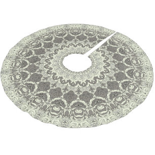 Jupon De Sapin En Polyester Brossé Conception de motif mandala beige et taupe