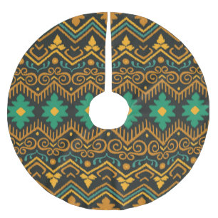 Jupon De Sapin En Polyester Brossé Conception Ethnique De Tissu Ikat Brodé