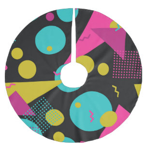 Jupon De Sapin En Polyester Brossé Conception géométrique Memphis des années 80 rétro