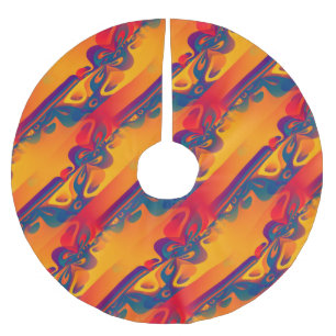 Jupon De Sapin En Polyester Brossé Conception graphique transparente - jaune rouge I