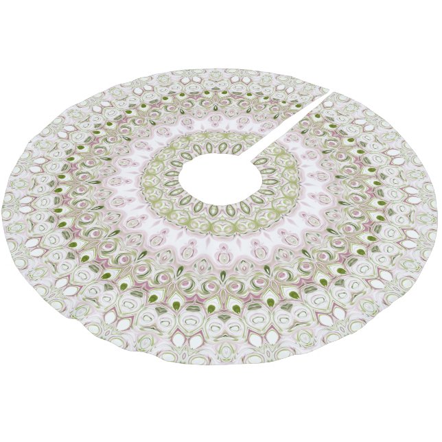 Jupon De Sapin En Polyester Brossé Conception Motif de Mandala rose et vert (Angle)