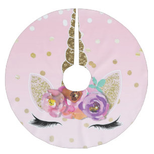 Jupon De Sapin En Polyester Brossé Confettis modernes à la mode floraux d'or de