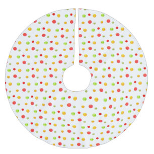 Jupon De Sapin En Polyester Brossé Confettis multicolores sur fond blanc