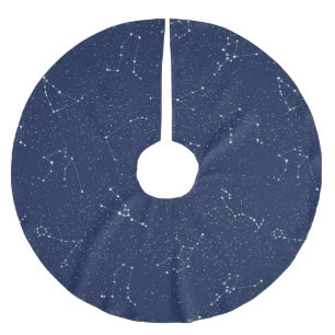 Jupon De Sapin En Polyester Brossé Constellations Zodiac avec ciel étoilé bleu foncé