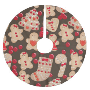 Jupon De Sapin En Polyester Brossé Cookies de pain d'épice Noël Fêtes