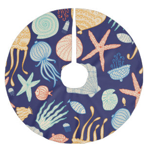 Jupon De Sapin En Polyester Brossé Coquilles de méduse Poisson Algues Motif