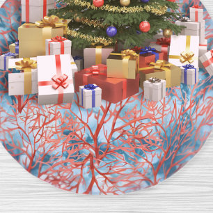 Jupon De Sapin En Polyester Brossé Corail Indigo Shibori Noël Côté Mer Teint Rose Pêc