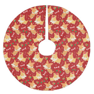 Jupon De Sapin En Polyester Brossé Corgis de Noël mignons