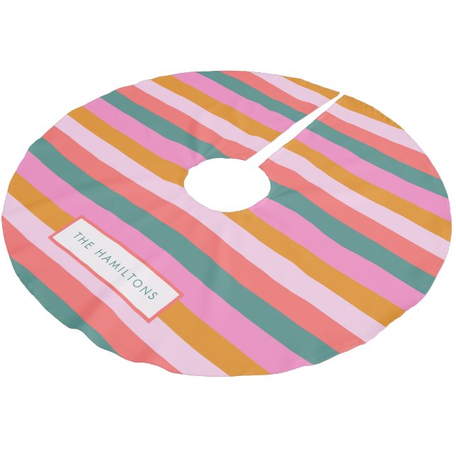Jupon De Sapin En Polyester Brossé Cosy Noël Bright Modern Stripe (Angle)