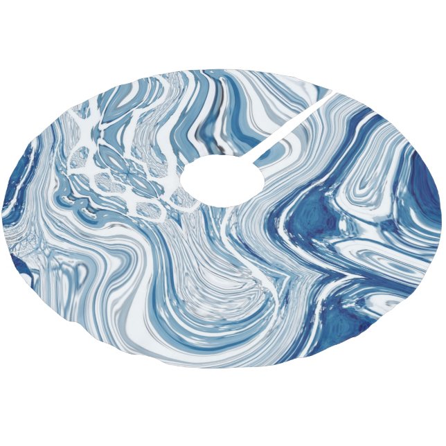Jupon De Sapin En Polyester Brossé côte plage nautique vagues aquarelle bleu tourbill (Angle)